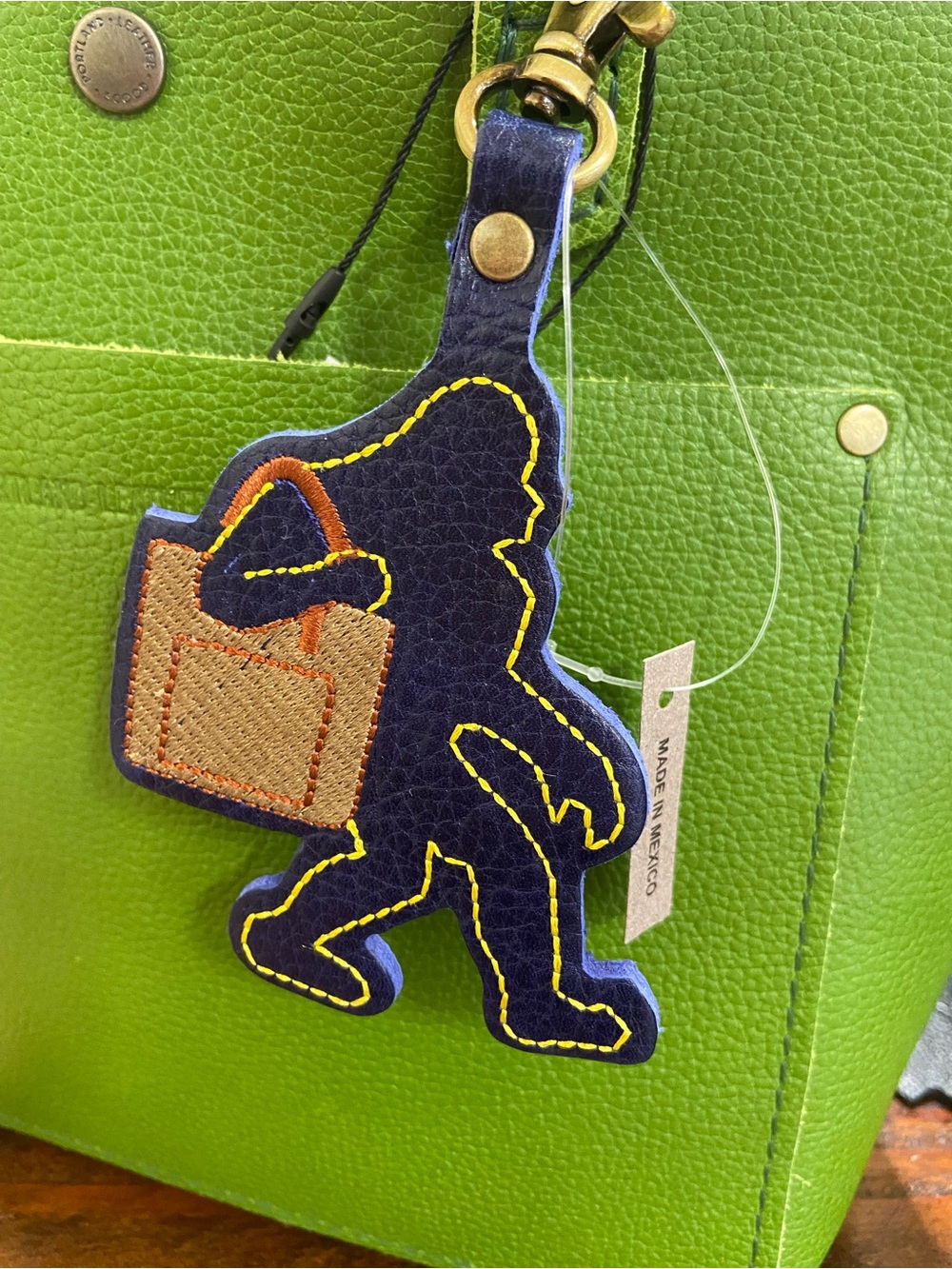 Leather Sasquatch in Cobalt Blue Bag Charm - NEW